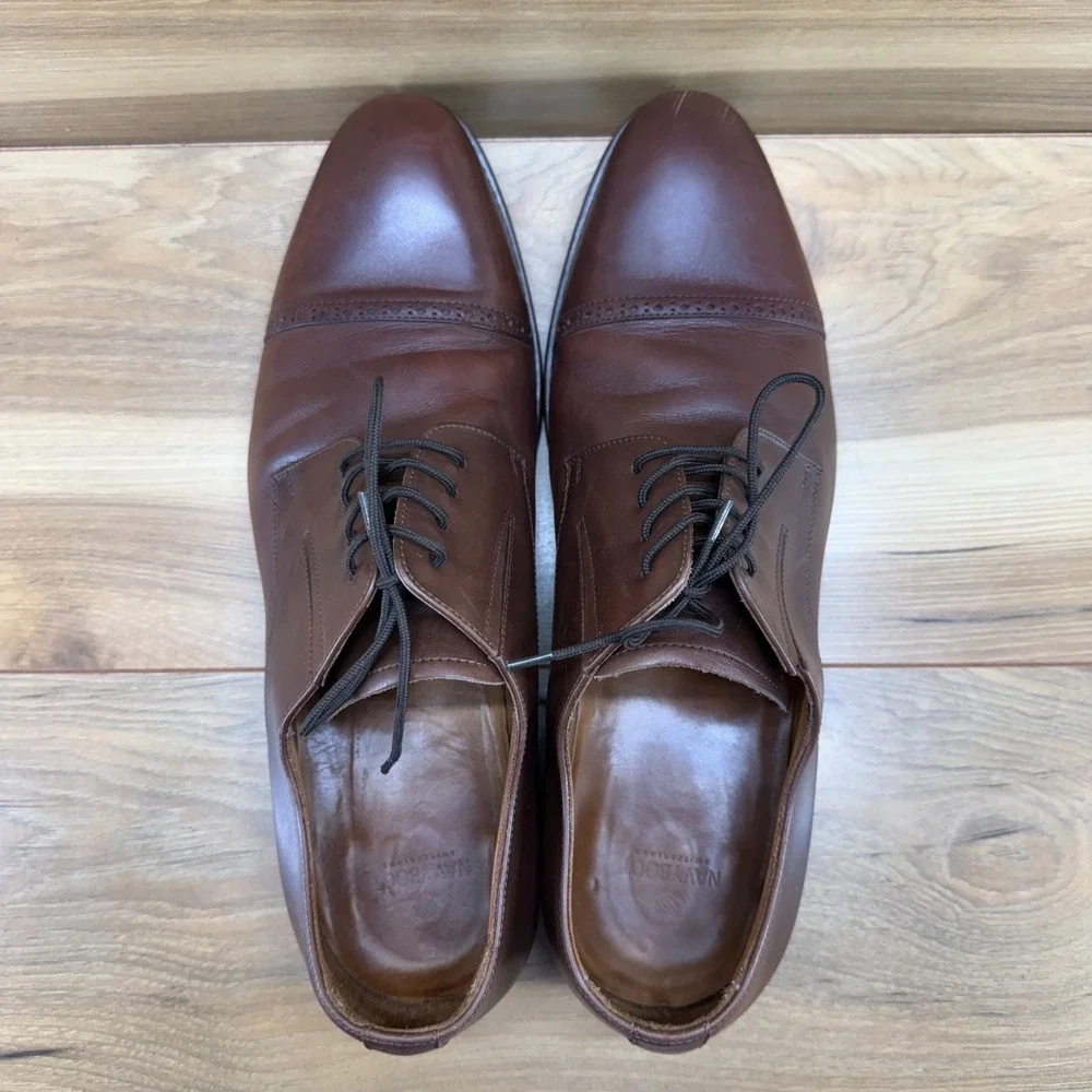 NAVYBOOT Switzerland Derby Shoes 12 EU 45 Brown Leather Cap Toe Formal‎ Business